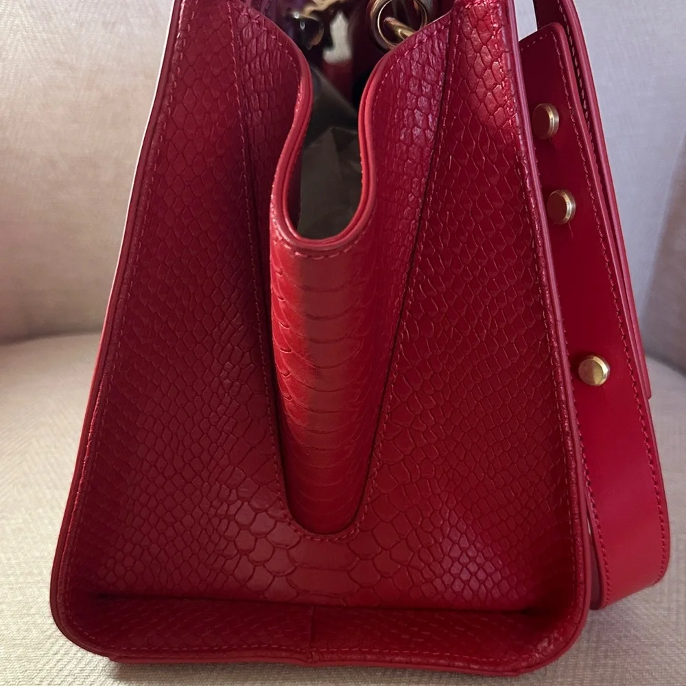 ZAC Zac Posen Vibrant Red Leather Satchel NWT